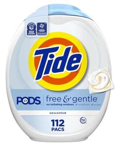 Tide PODS Free & Gentle Laundry Detergent Soap Pacs, 112 Count, Tide PODS Laundry Detergent