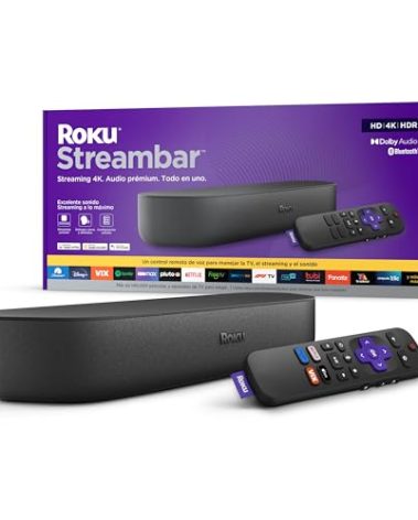 Roku Streambar 4K HDR Streaming Device & Premium Soundbar All in One (Spanish Edition) | Roku Streambar Dispositivo 4K HDR de Streaming y barra de sonido Premium Todo en uno con Control remoto de voz