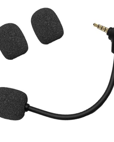 CLANMOU Microphone Replacement for Kingston HyperX Cloud Flight/Flight S Wireless Gaming Headset, 3.5mm Detachable Mic with 2Pcs Foam Cover, Compatible with PC PS5 PS4 Xbox Series X/S