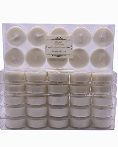 LITLUNA Soy Tealight Candles Scented w/Clear Cup- Pack 60,Assorted 6 Luxury Aromatheraphy Collect-Lavender/Rose/Jasmine Tea/Vanilla/Basil Orange/Apple, Pleasing Smell for Home,Camping,Trip