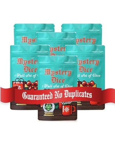 1985 Games Holiday Mystery Dice Bag - Wide Range of Patterns for Gaming, Role Playing, Table Games (Pack of 6)