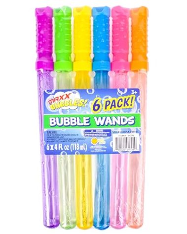 Sunny Days Entertainment Maxx Bubbles 4oz Bubble Wands – 6 Pack Bubble Wand Toy | Summer Fun, Outdoor Birthday Party Favors for Kids, 101799 Blue