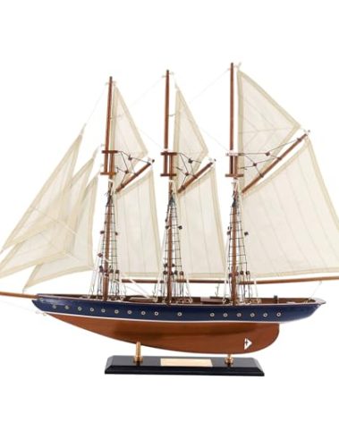 NAUTIMALL 25" Wooden Sailboat Model Sailing Yacht Atlantic Schooner Ship Scale Replica Nautical Home Decor Display Collection Watercraft