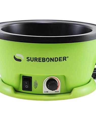 Surebonder 803 Electric Hot Glue Skillet, Adjustable Temperature 225-400°F, 5.25-Inch Diameter, 1-Inch Depth, Dip Crafts Directly Into Pot of Hot Glue, Green and Black