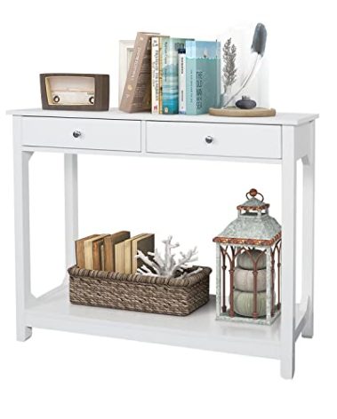 TaoHFE Console Table, 39.4"x11.8"x31.5"(LxWxH), White
