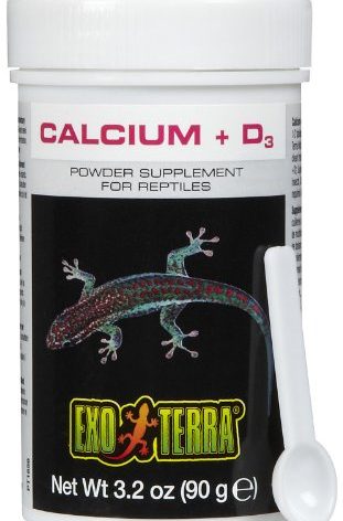 Exo Terra Calcium + D3 Powder: Ultra-fine, Phosphorus Free Formula Boosts Bone Health & Calcium Absorption Ideal for Insects, Fruits & Veggies 3.2 oz.