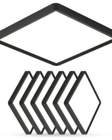 12 Inch 6PK Square LED Flush Mount Ceiling Light, 30W, 3000LM, 3000K/4000K/6000K CCT Selectable, LED Flat Panel Low Profile Ceiling Light Fitures for Hallway, Kitchen, Bedroom, Laundry Room