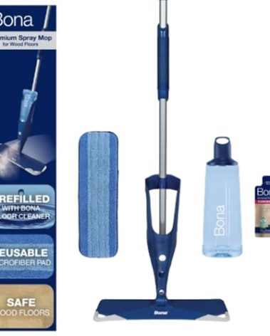 Bona Hardwood Floor Premium Spray Mop - Includes Wood Floor Cleaning Concentrate and Machine Washable Microfiber Cleaning Pad - Dual Zone Cleaning Design for Faster Cleanup