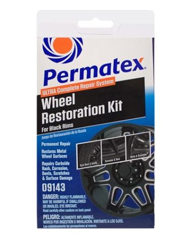 Permatex 09143 Wheel Restoration Kit - Black - Easy-to-Use Do It Yourself Kit Repairs Unappealing Wheel Damage Including Curbside Rash, Corrosion, and Scuffs for Like New Appearance
