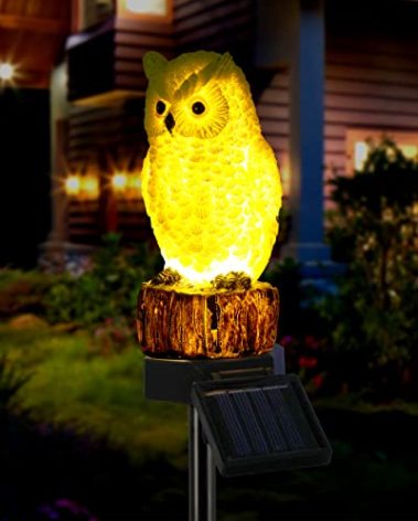 iStatue Owl Solar Decorative Garden Stake Lighting, Waterproof Cute Animal Outdoor Figurine Lights Ornament Statue Decor for Pathway, Patio, Lawn Housewarming (Owl)