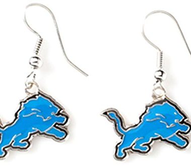 aminco NFL Detroit Lions Logo Dangler Earrings, Silver, 2.5