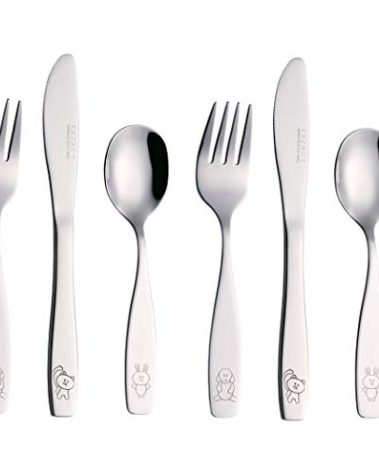 Exzact Children's Flatware Kids Silverware 6pcs, Toddler Utensils, Dishwasher Safe, 24 Months+