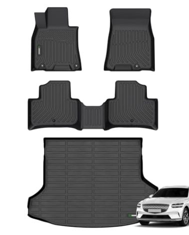 ANBINGO®-for Genesis GV70 Floor Mats 2025 2024 2023 2022 (Not Fit Electrified GV70), Car Mats for GV70 All Weather Floor Mats Trunk mat Custom Fit Full GV70 Cargo Liner Accessories - Black