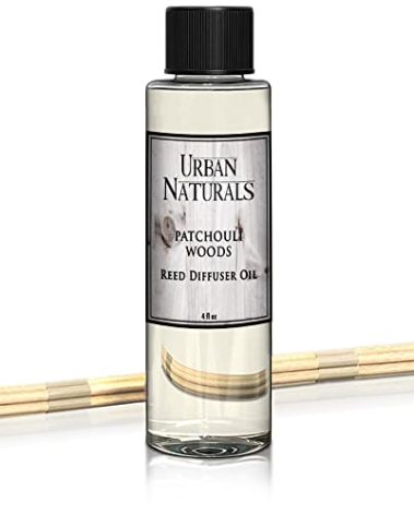 Urban Naturals Patchouli Woods Reed Diffuser Refill Oil with Replacement Sticks Kit | Sandalwood, Patchouli & Ylang Ylang Room Scent. Vegan. Made in The USA