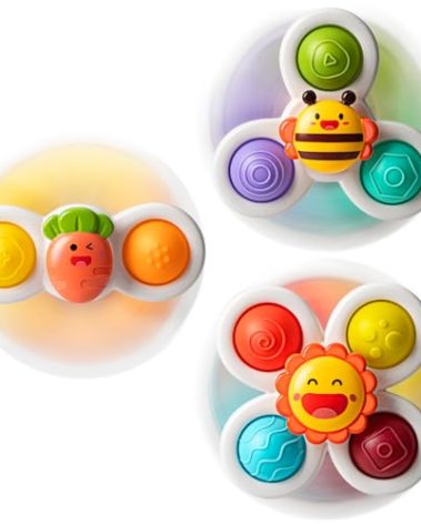 3PCS Suction Cup Spinner Toys for 1-2 Year Old Boys Spinning Toys Sensory Toys for Toddlers 1-3 Gifts for 1 Year Old Girls