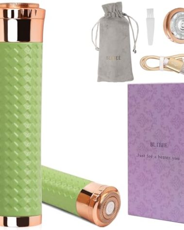 BLIBEE Facial Hair Removal for Women, Rechargeable Hair Removal Device, Painless Face Electric Razor/Shaver for Lip, Arms, Face, Peach Fuzz (Yellow Green)