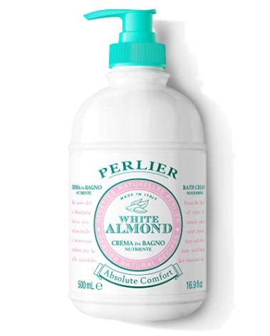 Perlier White Almond Shower & Bath Cream - Nourishing & Soothing Luxury Bath Cream Made with Almond Oil for Deep Moisturization and Hydration (16.9 Fluid Oz.)