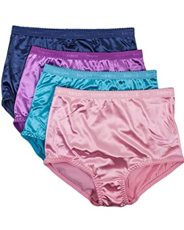 Barbra Lingerie Satin Panties S to Plus Size Womens Underwear Full Coverage Brief Multi-Pack (XL), 4 Pack- Grape, X-Large