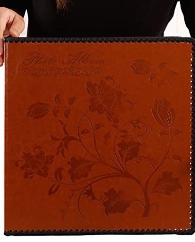 Totocan Photo Album Self Adhesive Pages, Huge Magnetic Self-Stick Picture Album with Leather Vintage Inspired Cover, Hand Made DIY Albums Holds 3X5, 4X6, 5X7, 6X8, 8X10, 10X12 Photos (Brown 80 Pages)