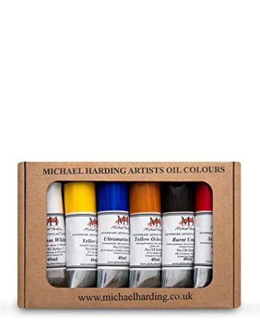 Michael Harding Artist Oli Colours, Introductory Oil Paint Set, Six 40ml Tubes, 00640