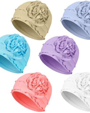 JenPen 6 Pcs Cotton Chemo Turban Headwear Beanie for Women Soft Cancer Head Scarf Hats Elastic Covers Cap for Hair Loss (Light Color)