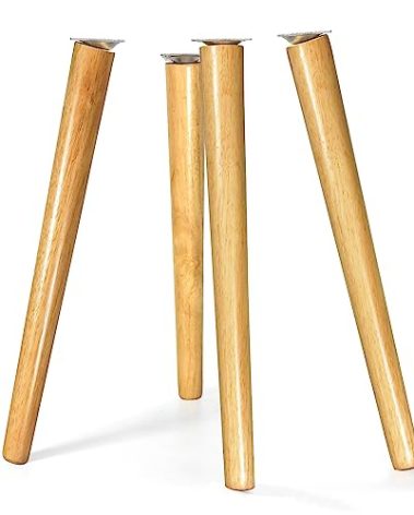 Sopicoz Table Legs 16 inch Wood Furniture Legs for Coffee Table End Table Mid-Century Modern DIY Furniture Tapered Natural Threaded M8 Hanger Bolts Pack of 4