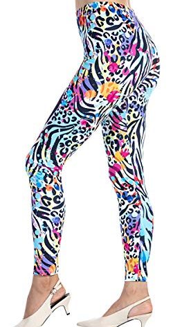 Ndoobiy Women's Printed Leggings Full-Length Plus Size Workout Legging Pants Soft Capri M1-zebra64-2