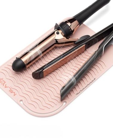 Milaya Beauty Vanity Accessories Heat Resistant Mat – Silicone Flat Iron & Curling Iron Holder, Non-Slip Vanity Mat & Hot Tool Mat for Home, Salon, or Travel Use