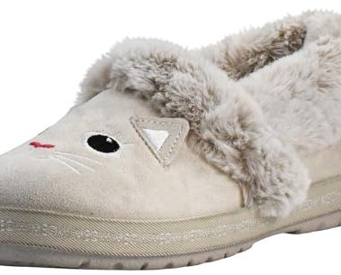 Skechers Women's Bobs Too Cozy Meow Pajamas Slipper, Natural, 11 M US