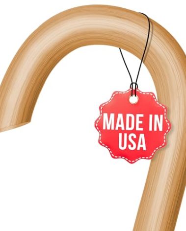 Cane Masters Handmade Wooden Classic American Walking Cane | Highly Durable American Hickory Wood Walking Cane | Ergonomic Handle and Body Grip, Anti-Slip Rubber Tip Wood (Glossy, 38")