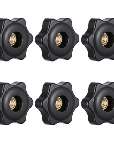 Bewudy 6pcs Star Knobs, Threaded Hexagon Head Knob M6 Clamping Nuts Knobs Black Screw-On Type Threaded Knob Nuts