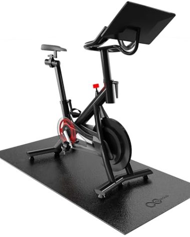 Cycleclub Exercise Bike Mat - 6mm Thick Under Bike Trainer Mat for Stationary Indoor Spin Bikes, Hardwood Floor Carpet - Black Gym Equipment Mat