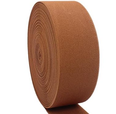 Coffee Wide Knit Elastic Band for Sewing 2 inch 10 Yards Double-Side Twill Woven Elastic Heavy Stretch Straps Elastic Spool for Clothing Pants Waistband Wigs Skirts Craft DIY Projects