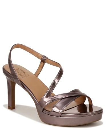 Naturalizer Women's Abby Heeled Sandal Turtle Dove Grey Metallic 6 W