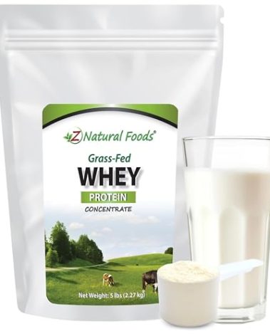 Z Natural Foods Grass-Fed Whey Protein Concentrate - Clean Whey Protein Powder from New Zealand - Cold Processed Pure Whey Protein with Essential Amino Acids for Nutrition & Fitness, Unflavored, 5 lbs
