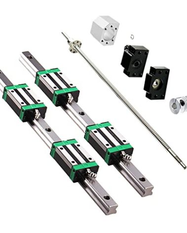 2PCS HGR20-300mm Linear Rail + 1PCS RM1605-300mm Ballscrew with BF12/BK12 Kit, DSG16H Nut Housing, Coupling, Slide Blocks Linear Guide Rail Ball Screw Set for DIY CNC Routers Lathes Mills
