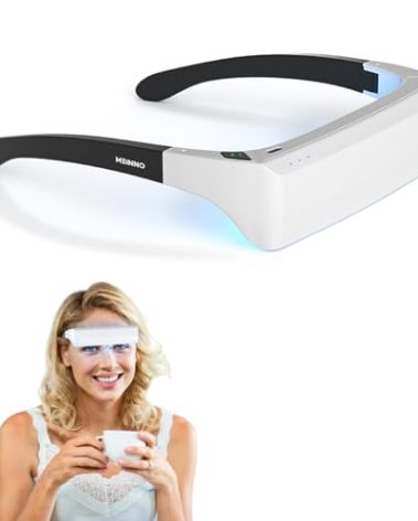 MEINNO Light Therapy Glasses, Blue-White UV-Free Light Therapy Lamp, Portable Daylight Lamp, Wearable Sunlight Lamp, Boost Energy, Relief for Sleep Problems, Jet Lag, Equivalent to 10000 Lux