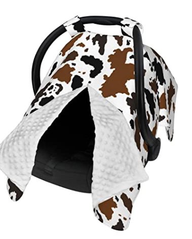 Cow Print Car Seat Cover Baby Stuff Western Infant Carseat Covers Baby Girl Highland Car Seat Canopy Boy Winter Multi Use Nursing Cover for Newborn Carseat Canopy Nursing Covers Newborn Shower Gift
