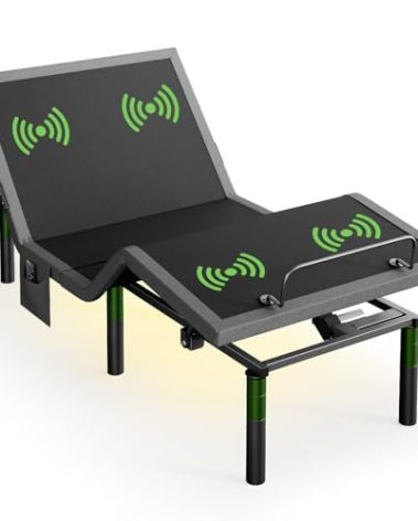 Marsail MS01-1 Twin XL Adjustable Bed Base with Massage, 4 Ports USB A&C Bed Frame with Under-Bed Nightlight, 3 Minutes Fast Assembly, Wireless Control Adjustable Bed with 4 Height Options