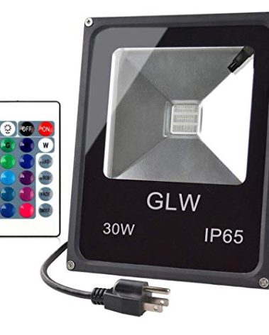GLW LED RGB Flood Light Stage Lighting, 30W Outdoor Color Changing Lights with Remote Control, IP65 Waterproof Dimmable Wall Washer Light, Flood Lamp 16 Colors 4 Modes with US 3-Plug