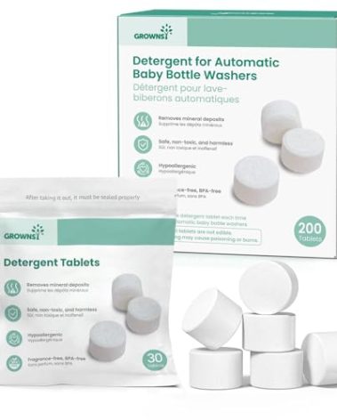 GROWNSY Washing Detergent Tablets 200PCS for Momcozy, Baby Brezza Bottle Washer, Bottle Washer Tablets Compatible with All Brands Baby Bottle Washers