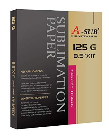 A-SUB Sublimation Paper 8.5x11 Inch 110 Sheets ONLY Compatible with Sublimation Printer and Sublimation Ink 125g