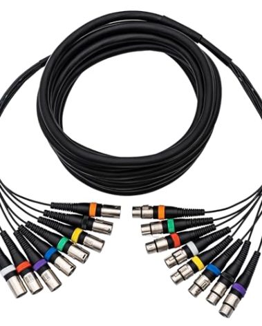 pegcabac 8 Channel XLR Snake Cables 15FT, 8 Colored XLR Male to Female Microphone Patch Cable, Pro Audio Recording Snake Cable for Recording,Live, Stage, Studios