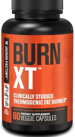 Jacked Factory Burn-XT Clinically Studied Fat Burner & Weight Loss Supplement - Appetite Suppressant & Energy Booster - with Acetyl L-Carnitine, Green Tea Extract and More - 60 Natural Diet Pills