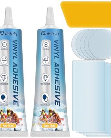 Paistely Air Mattress Patch Kit, Pool Liner Patch Kit, PVC Glue for Inflatables, Bounce House, Hot Tub, Tent, Paddle Board, Air Bed, Kayak, Boat (15ml*2)