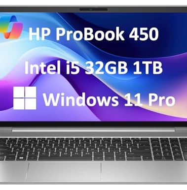 HP ProBook 450 G10 Business Laptop (15.6" FHD Anti-Glare, Intel 10-Core i5-1334U, 32GB RAM, 1TB SSD, (Beats i7-1255U)) Backlit KB, Webcam, Ethernet, Wi-Fi 6E, Win 11 Pro w/ AI Copilot, Silver