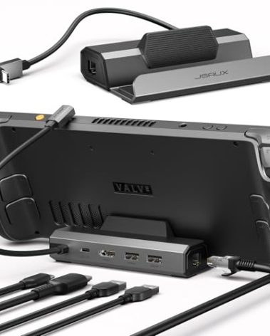JSAUX Upgraded Docking Station 4K@120Hz for Steam Deck OLED/ROG Ally X/Legion Go/MSI Claw, 5-in-1 Steam Deck Dock with HDMI 2.1, 100Mbps Ethernet, USB 2.0 and 100W Charge for Steam Deck LCD-HB0602