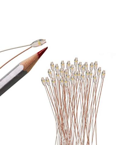 Evemodel 30pcs Pre-Wired Micro Litz Wire Warm White 0603 SMD LED Light 7.8'' Wire Resin Cover Waterproof CD0603WM