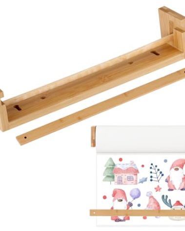 12” Kraft Paper Roll Dispenser Easel Paper Roll Holder Wall Mount Kraft Paper Roll Holder Wooden Paper Roll Dispenser for Kitchen DIY Room Office School Business Grocery (ONLY Holder, 12 INCH)