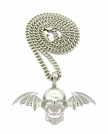 Crescendo SJ INC New Skull Wing Avenged Sevenfold Pendant &5mm/24 Cuban Chain Hip HOP Necklace - XSP473CCR